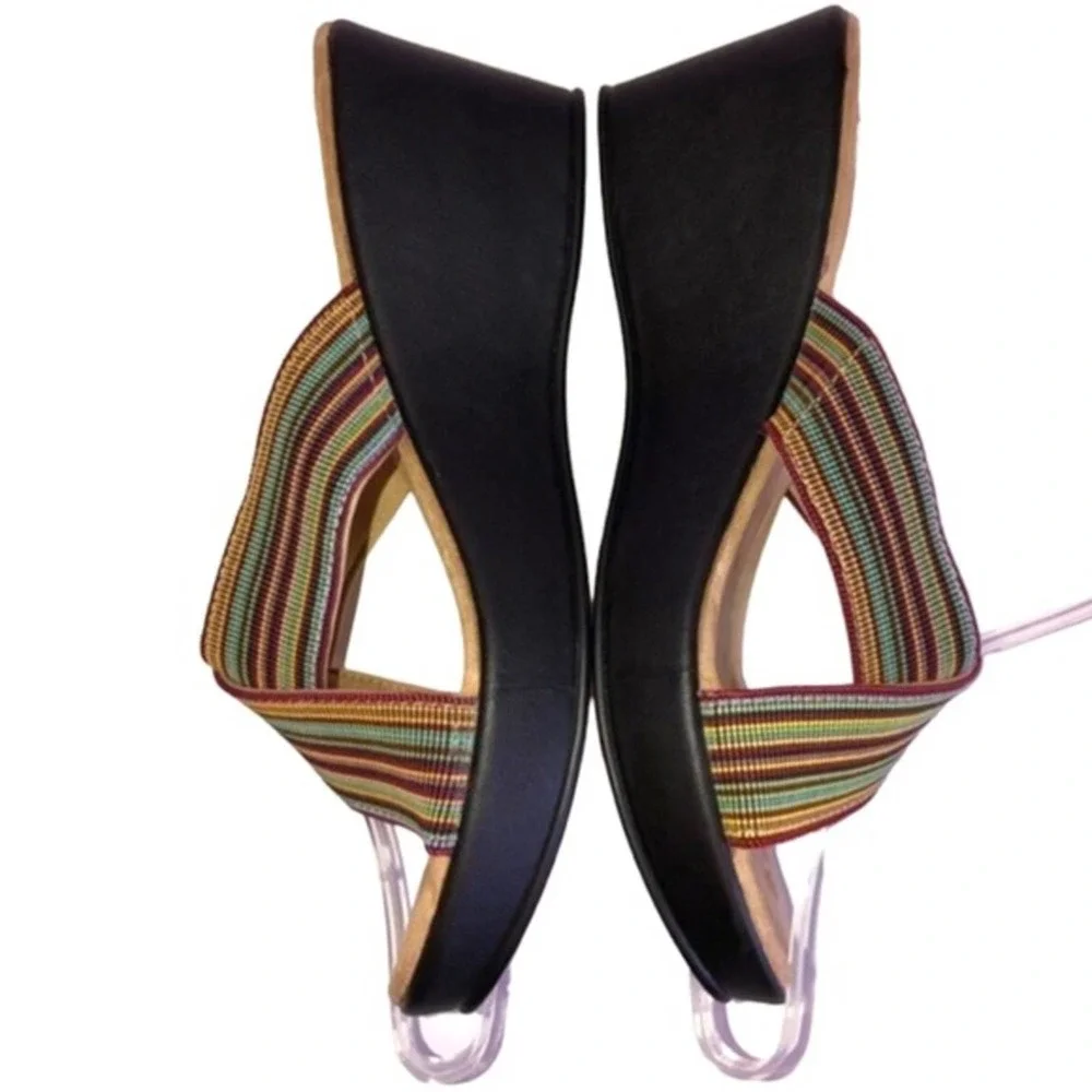 Ingaro Crossfire Stripe Platform Wedge Sandals 10